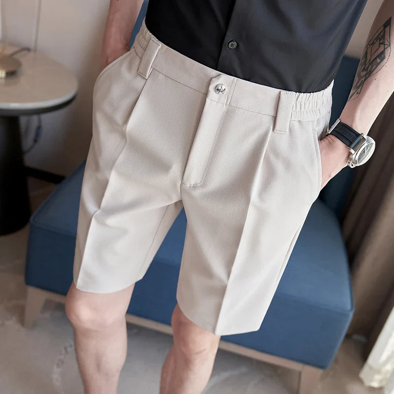 saferido British Style Summer Thin Shorts New Men's Naples Business Casual Short Pants Fashion Slim Fit Formal Suits Shorts Homme 28-36
