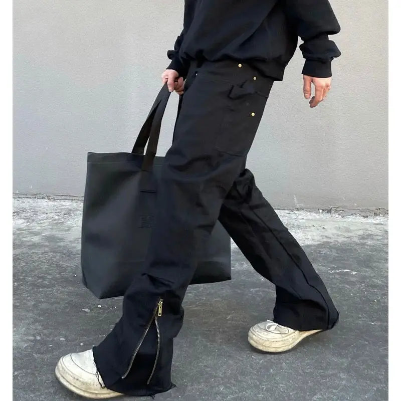 saferido Men Slim Jeans Korean Fashion Zipper Casual Pants Black Trendyol Cargo Trousers Punk Streetwear Man Harajuku Denim Y2k Hip Hop