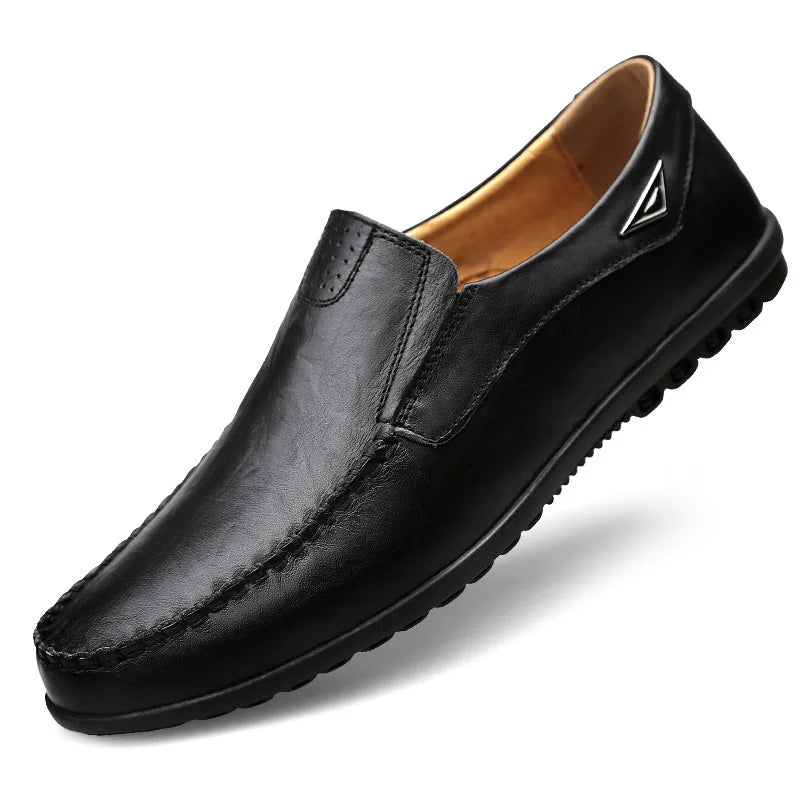 saferido Genuine Leather Men Casual Shoes Luxury Brand Mens Loafers Moccasins Breathable Slip on Black Driving Shoes Plus Size 37-47