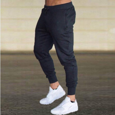 Men Bodybuilding Pant Autumn Spring Tracksuit Sweatpants Casual Solid Slim Harajuku Style Trousers Drawstring Full Length Pants