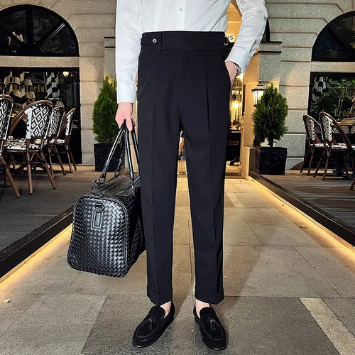 saferido Men's High Waist Spring England Business Trousers/Male Slim Fit High quality Casual Suit Pants Hombre 36