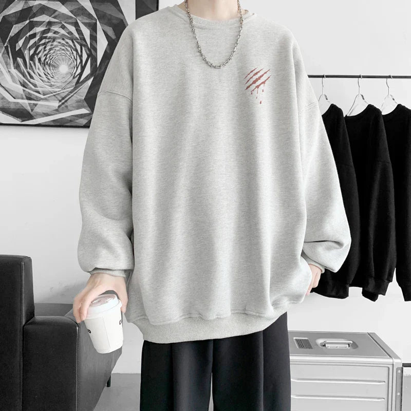 saferido Hipster Men Sweatshirt Oversize Streetwear Autumn Round Neck Sweat Shirt Harajuku Unisex Casual Sports Pullover Sweatshirts