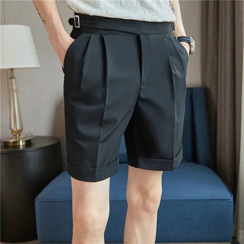 saferido Pleated Shorts Men Summer White Shorts Bermuda Work Wear Clothes Men Breathe Cool Streetwear Short Korean Fashion Style 36