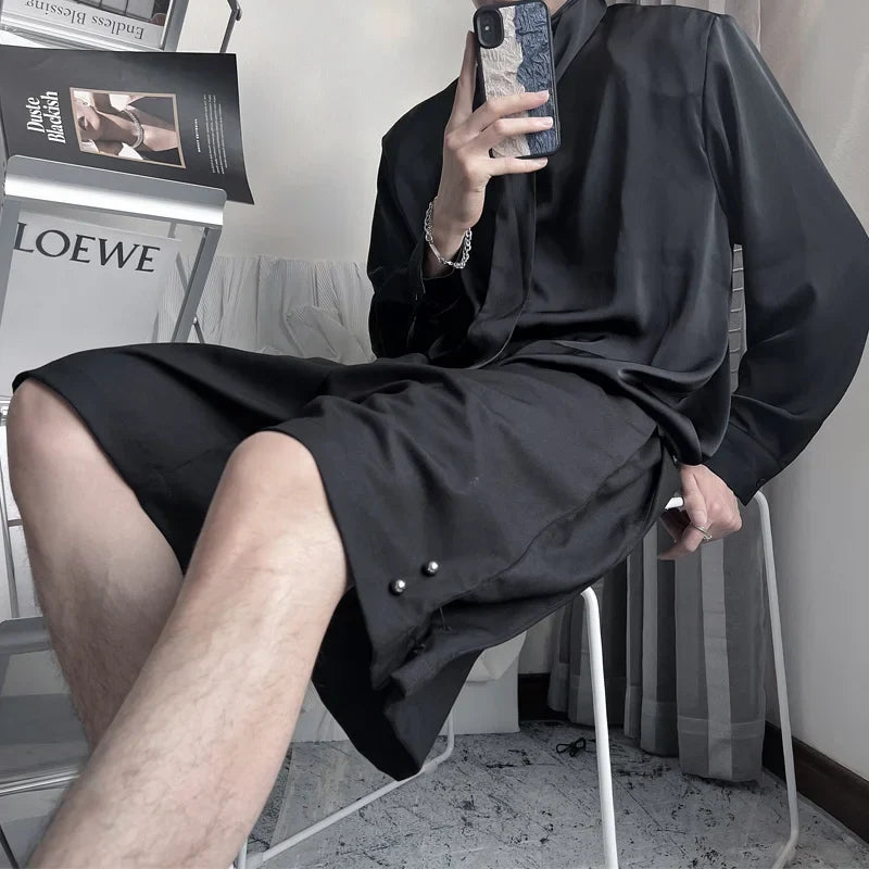 saferido Summer Suit Shorts Men Fashion Social Mens Dress Shorts Korean Loose Business Casual Shorts Mens Grey Black Office Formal Shorts