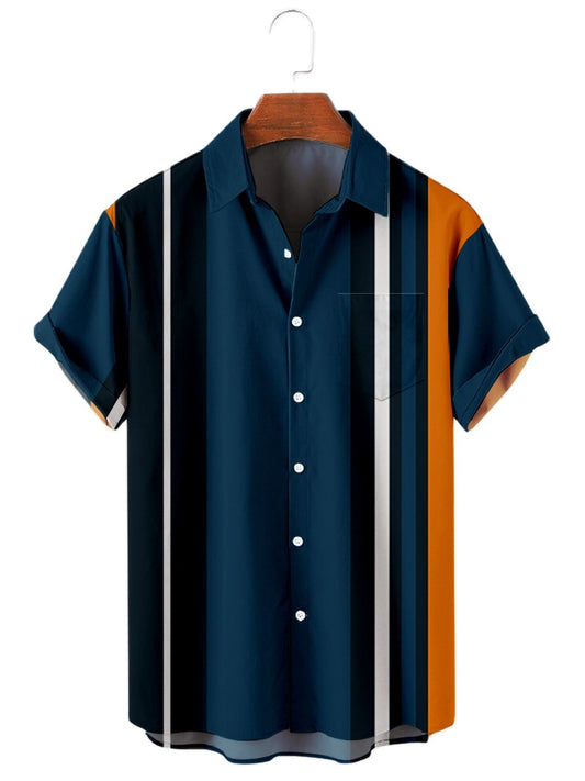 5XL Hawaiian Men's Shirt Colourful Striped Camisa Short Sleeve Shirts For Men Casual Top Oversized Tee Shirt Men Clothing
