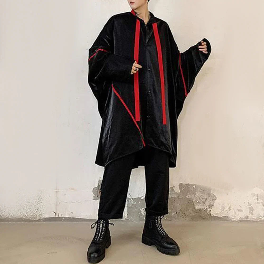 saferido Mens Japanese Dark Style Contrast Color Long-Sleeve Shirt 2024 New Autumn Genderless Fashion Personality Street Loose Top Unisex