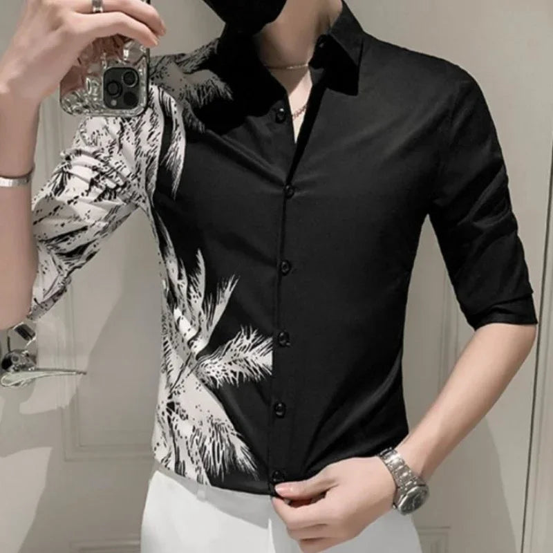 saferido Male Shirts Graphic Oversize White Half Sleeve Men's Shirt with Sleeves Designer Slim Fit Normal Fashion 2024 Korean Style Xxl I