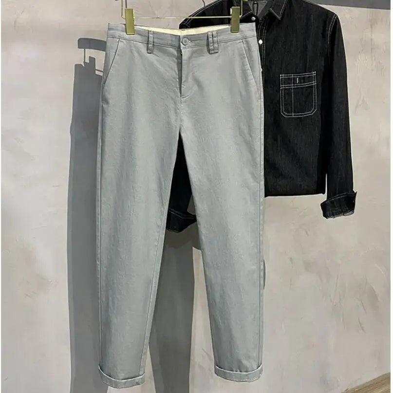 saferido Men Cargo pants Fashion Casual Suit Pants Spring Autumn Solid All-match Slim Korean Male Clothing New Full Straight Trousers 38