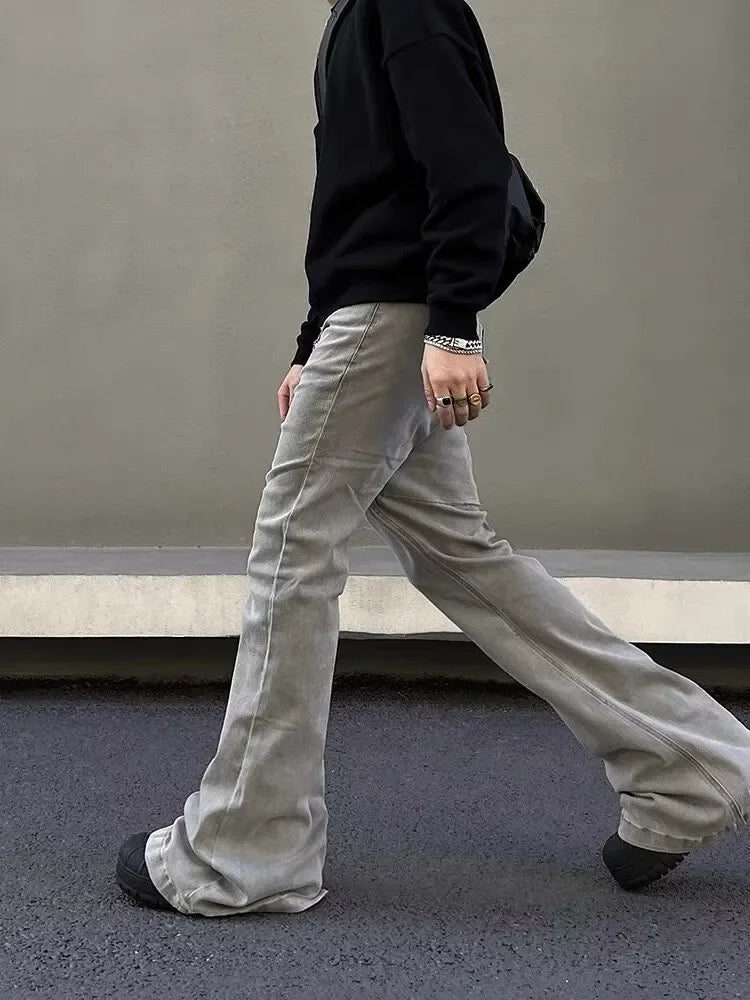saferido Y2K Fashion Baggy Stacked Flare Jeans Pants Men Clothes Streetwear New Rock Vintage Long Trousers Ropa Hombre