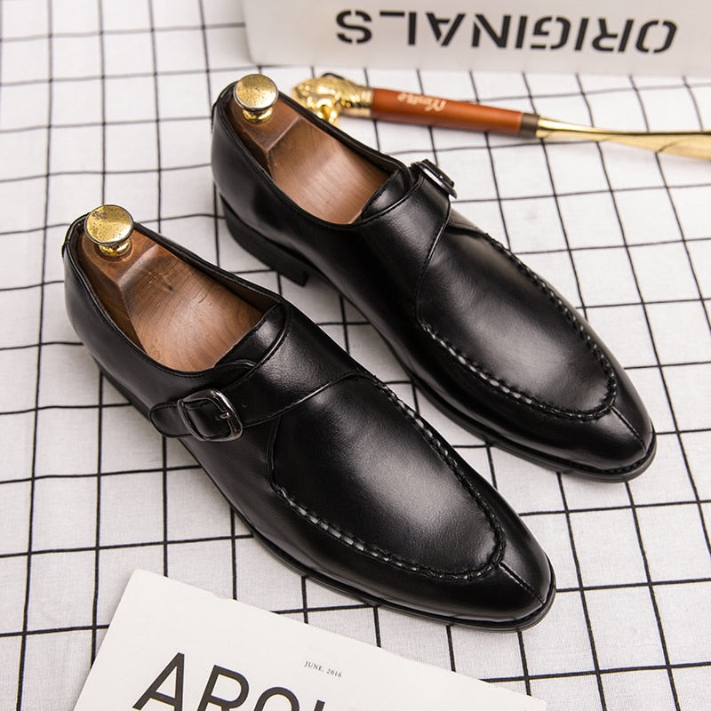 saferido Men Leather Shoes Fashion Luxury Wedding Shoes Mens Loafers Moccasins Driving Walking Shoes for Men Party Classic Buckle Busines