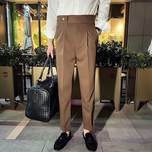 saferido Men's High Waist Spring England Business Trousers/Male Slim Fit High quality Casual Suit Pants Hombre 36
