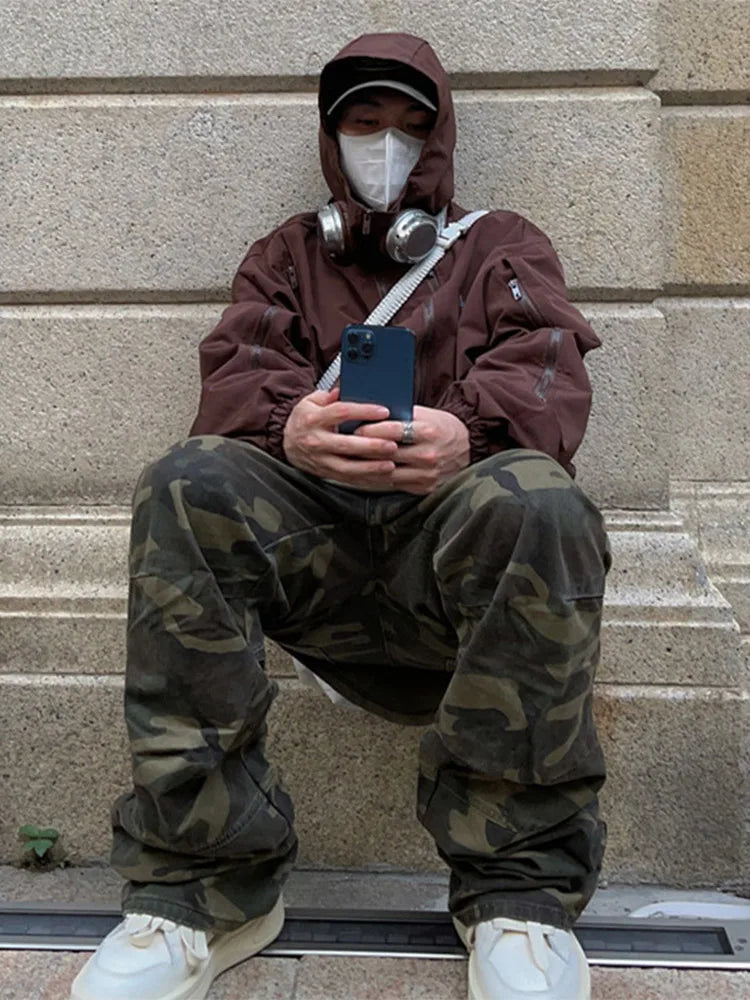 Straight Camouflage Cargo Long Pants For Men Casual Zipper Full Trousers Man Summer Autumn New Fashion Men's Clothing
