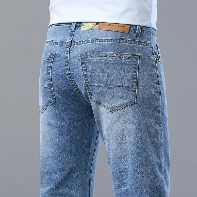 Autumn WInter Thick or Thin Materail Men's Luxury Clothing Classic Style Men Jeans Business Stretch Denim Male Trousers