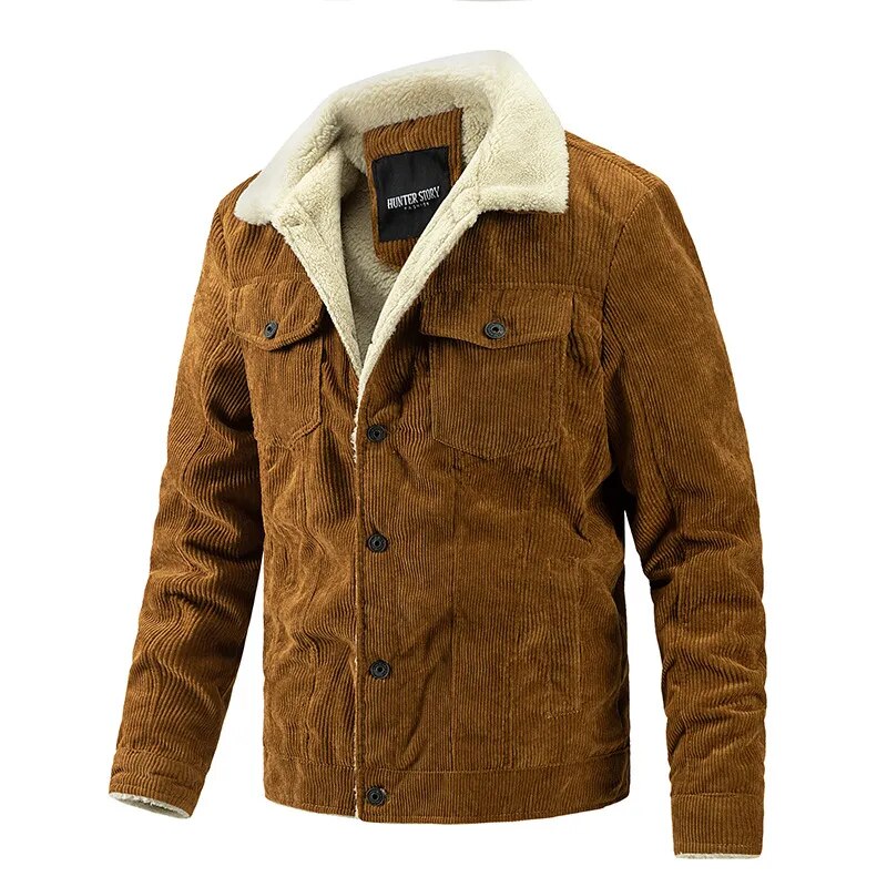 Fashion Winter New Men's Corduroy Plush Jacket Casual Jacket Trend Men's Clothing Men Outwear