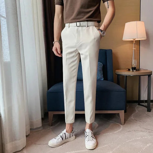 saferido Men Suit Pants Spring Pure Color Business Casual Formal Pants Slim High Quality Men's Fashion Classic Men's Suit Trousers