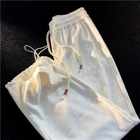 saferido Spring Autumn Plaid Printing Straight Pants Man Street Loose Casual Wide Leg Trousers Korean Style Motion Men's Clothing