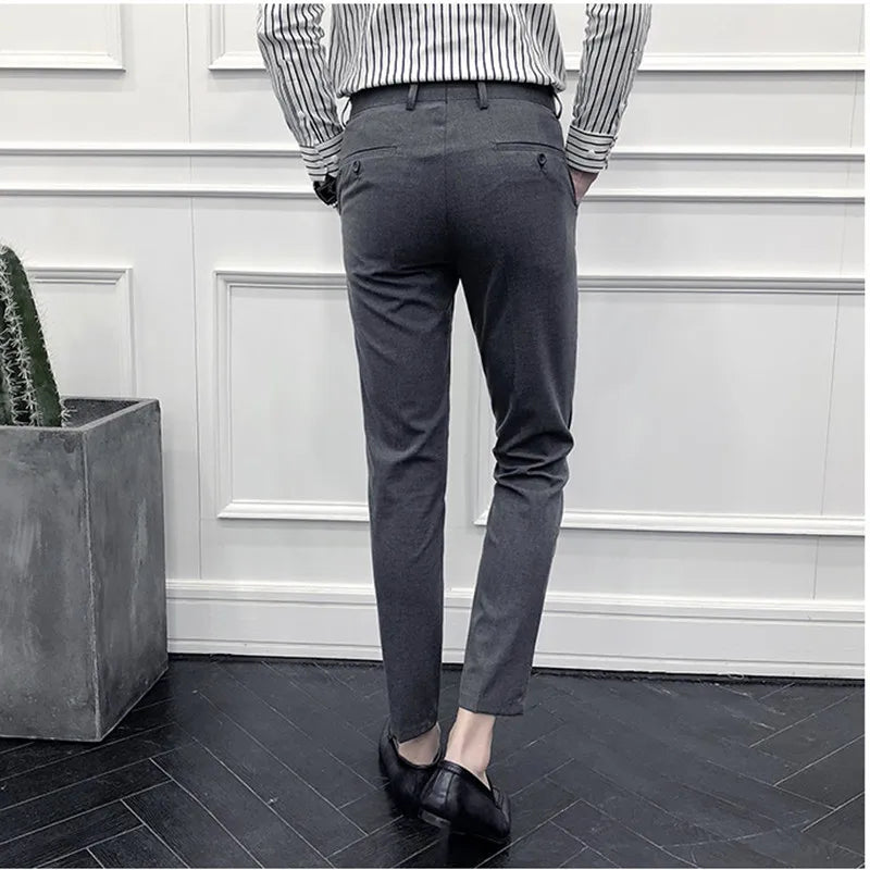 saferido New Style Men's Spring High Quality Cotton Business Suit Trousers/Male Slim Fit Pure Color Leisure Suit Pants 28-36