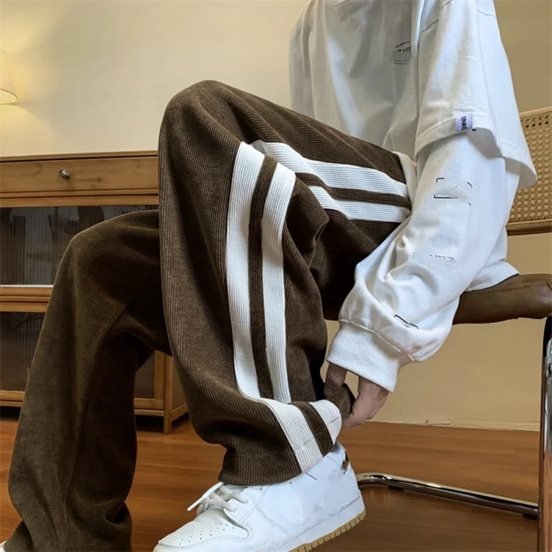 saferido New Corduroy Men's Spring And Autumn High Street Ins Trend Versatile Straight Loose Trendy Brand Drape Casual Trousers For Men