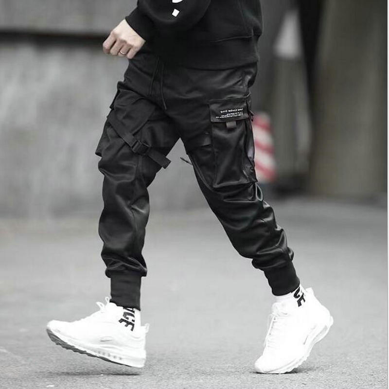 Streetwear Spring Casual Men's Pants Cotton Harem Ribbons Joggers Men Patchwork Fashion Ankle Length Jogger Pants For Boys