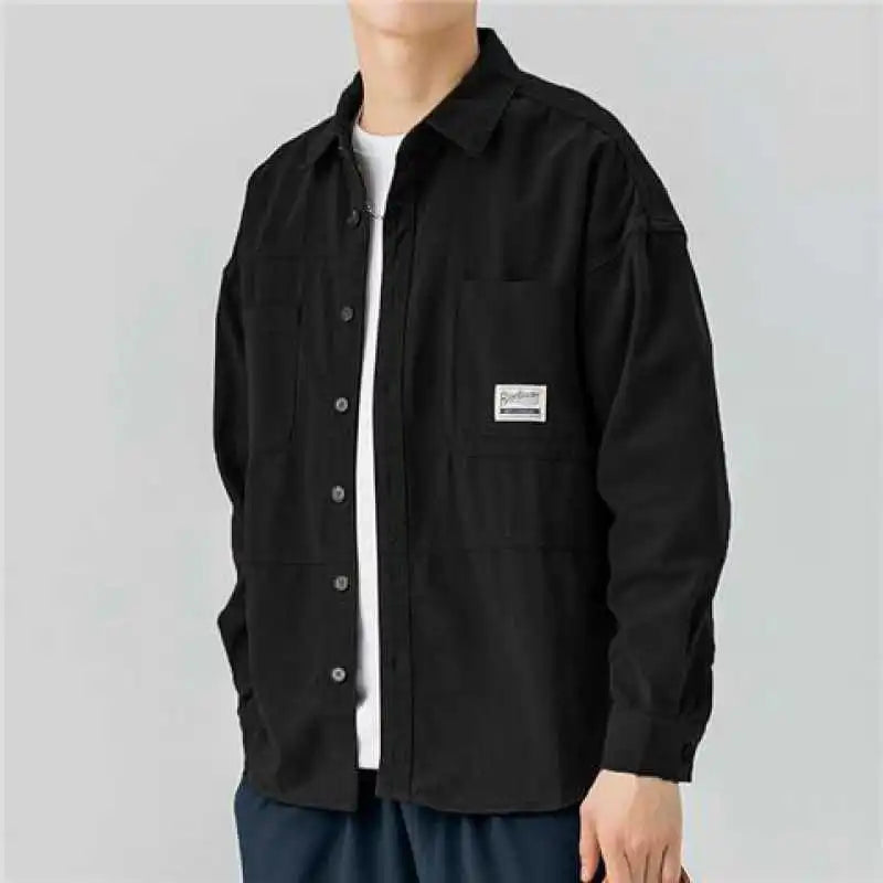 Men Shirts Long Sleeve Jackets Pocket Spring Autumn Cardigan Fashion Streetwear Male Casual Oversize Coat Loose Blouses
