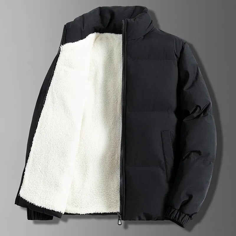 Winter Men Jacket Autumn Warm Fleece Fashion Thickened Cotton Padded Jackets Stand Collar Casual Coats Windproof Plus Size 6XL