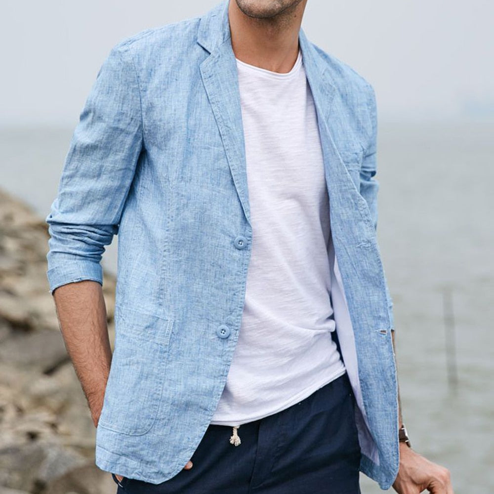 Men's Linen Casual Suit Jacket Summer New Solid Color Refreshing Breathable Slim British Cotton Linen Suit Retro Simple Top