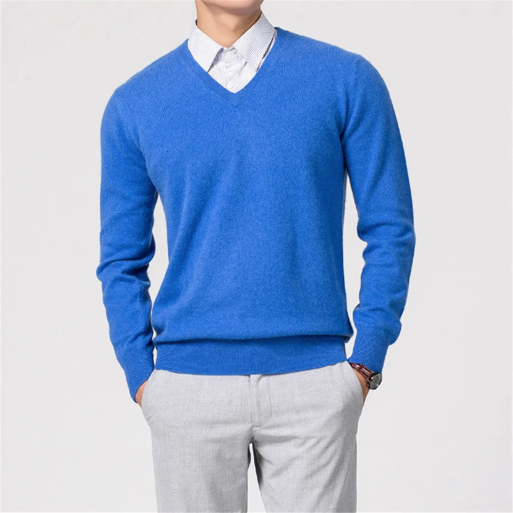 Men's Sweaters V-neck Pullovers Cashmere Knitting Hot Sale Spring Women Sweaters Wool Knitwear High Quality Jumpers Clothes