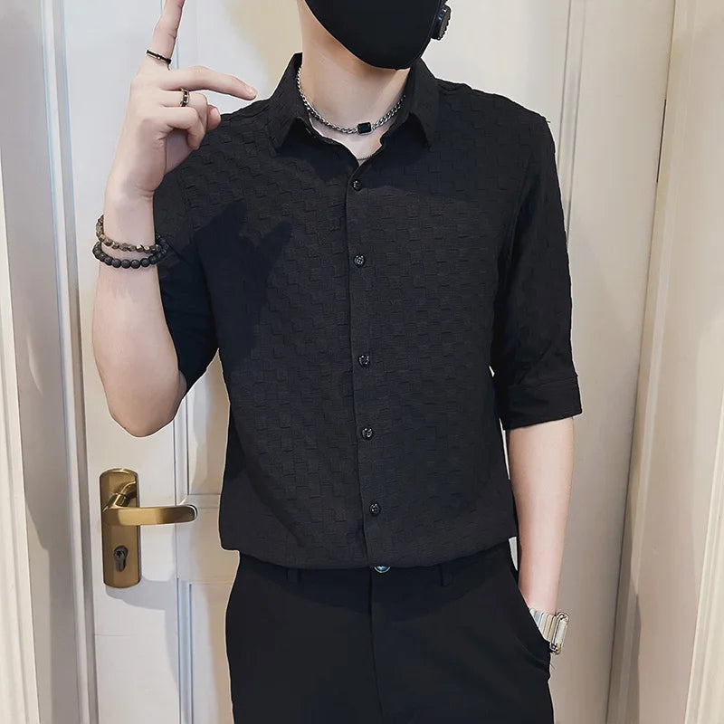 saferido Men's Business Casual Shirts/Male Spring Slim Fit Long Sleeve Shirts/Man High-End Clothing Tops Plus Size S-3XL