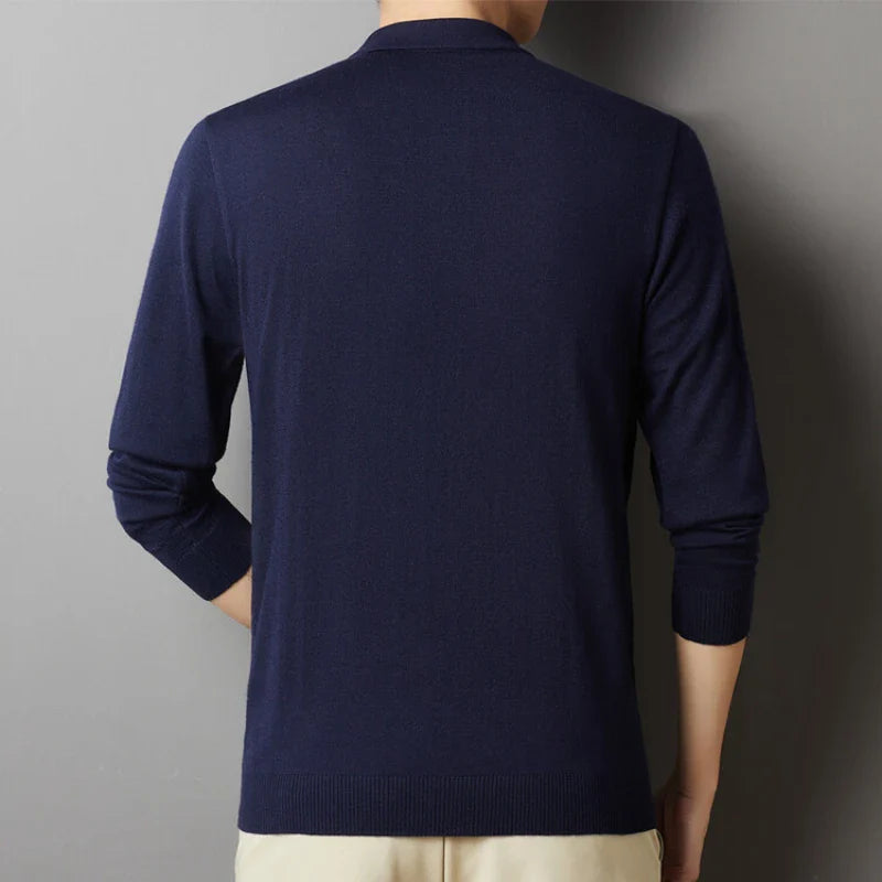 saferido High-End Polo Shirt for Men High Quality Wool Blend Fashionable Embroidered Long Sleeve Tee Korean Style Casual Menswear
