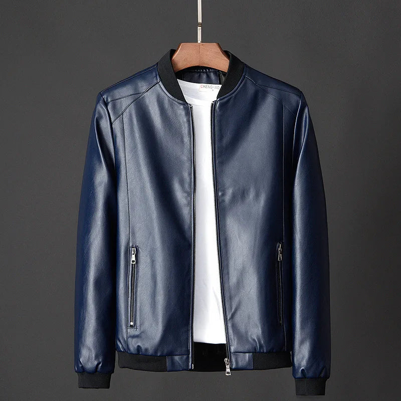 Autumn New Men Black Biker PU Leather Coat Korean Fashion Men Pu Leather Jacket Trend Casual Fit Slim Baseball Clothes 8Xl