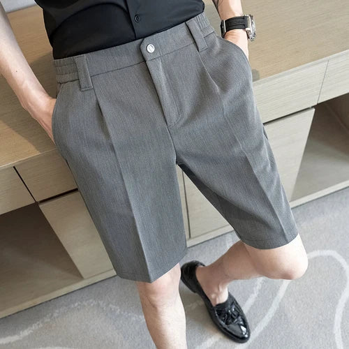 saferido British Style Summer Thin Shorts New Men's Naples Business Casual Short Pants Fashion Slim Fit Formal Suits Shorts Homme 28-36