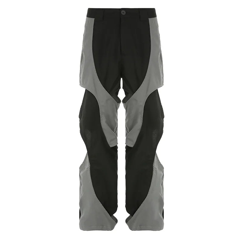 saferido Y2k Techwear Casual Pants Men Hollow Out Baggy Patchwear Trousers Male Streetwear Low Rise Sweatpants Korean Hip Hop