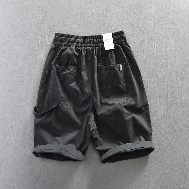 Summer Cotton Shorts Men Oversize 4XL Breathable Vintage Drawstring Casual Comfortable Shorts