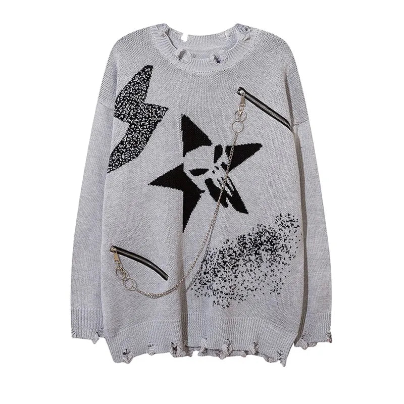 saferido Broken Chain Versatile Street Original Style for Men and Women European and American Street Fashion Sweaters and Knitwear Trend