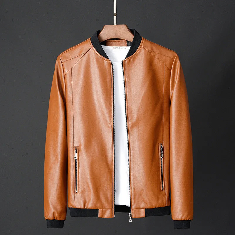 Autumn New Men Black Biker PU Leather Coat Korean Fashion Men Pu Leather Jacket Trend Casual Fit Slim Baseball Clothes 8Xl