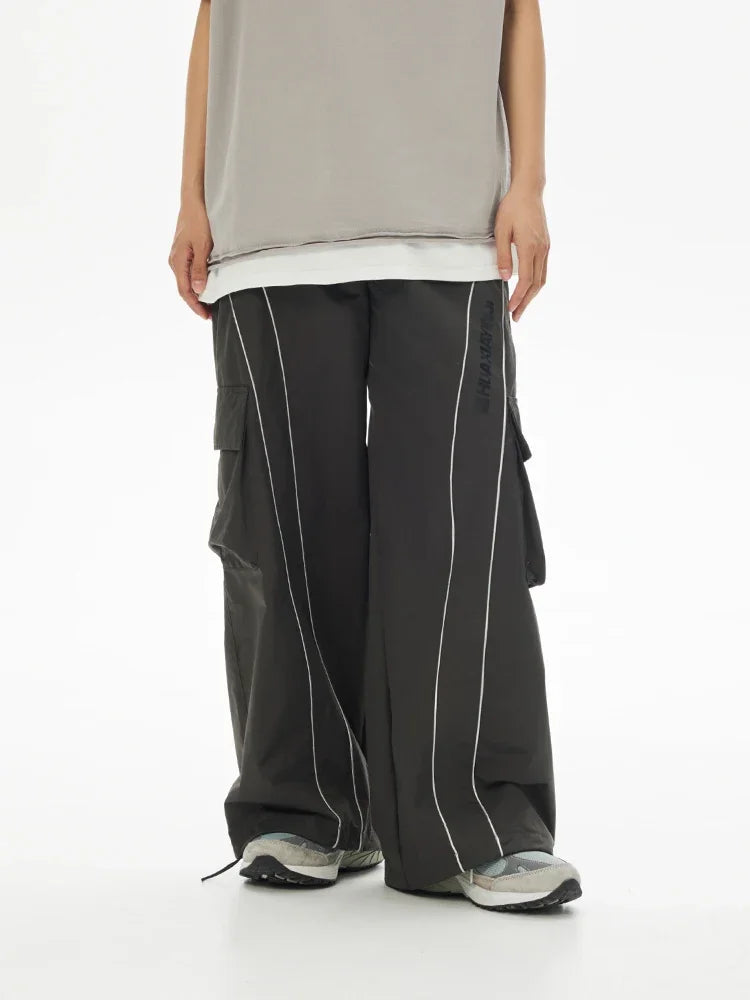 saferido Baggy Wide Leg Cargo Pants Men Oversize gray Cargo Trousers Male Loose Casual Sweatpants Streetwear Hip Hop