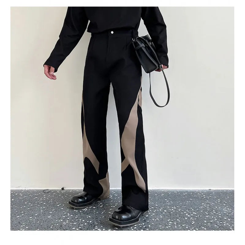 saferido Straight Pants Personalized Contract Color Men's Clothing Trousers Casual 2024 New Spring Summer Fashion