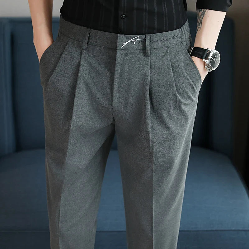 saferido New Autumn Fashion Oversized Pants Men Long Wide Leg Trousers Solid Straight Loose Style Casual Men Suit Pant Black White 29-36