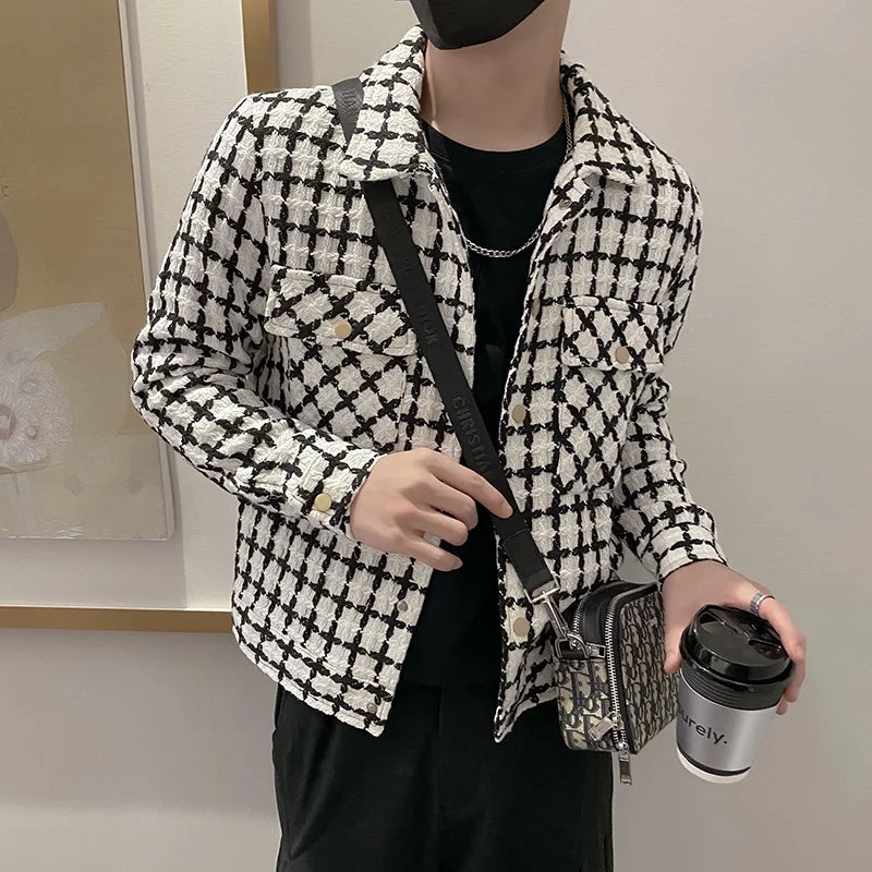 saferido New Style Men Spring High Quality Plaid Casual Jackets/Male Slim Fit Fashion Autumn Lapel Plaid Coat S-3XL