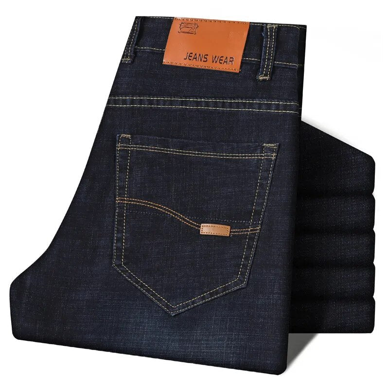 Oversize 42 44 Men Jeans Pants New Casual Classic Blue Stretch Jeans Business Fashion Casual Denim Trousers Brand Pants