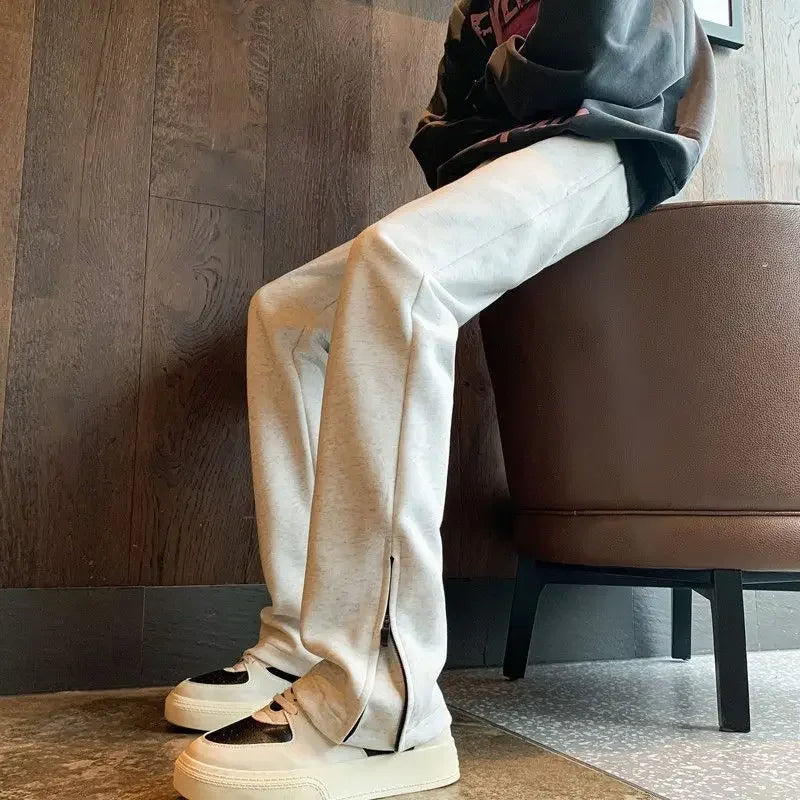 saferido Male Sports Pants Tights Plain Skinny Cotton Straight Slim Trousers Men's Sweatpants Korean Style Harajuku Wide Baggy Long Joker