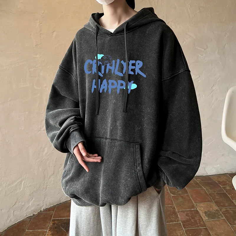 saferido Retro Washed Hoodie Spring New Multiple Colors Hoodies Men's Hooded Casual Street Wear Men's Loose Hooded Pullover