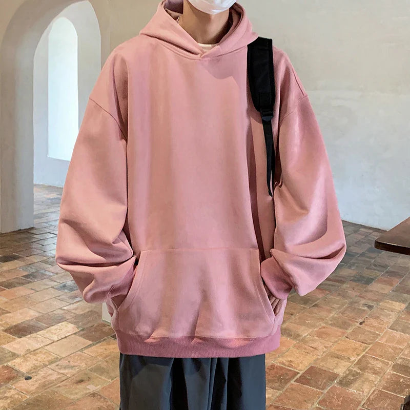 saferido Autumn New Solid Hoodie Men Harajuku Fashion Casual Oversized Hoodies Couples Loose Hooded Streetwear Sweatshirt 5XL