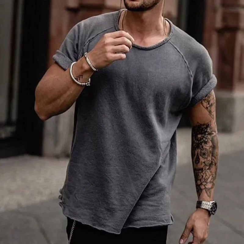 Oversized Vintage T Shirt Men Making Old Short Sleeve Loose Casual Tee Tops Summer Solid Color Fashion T-shirts Streetwear