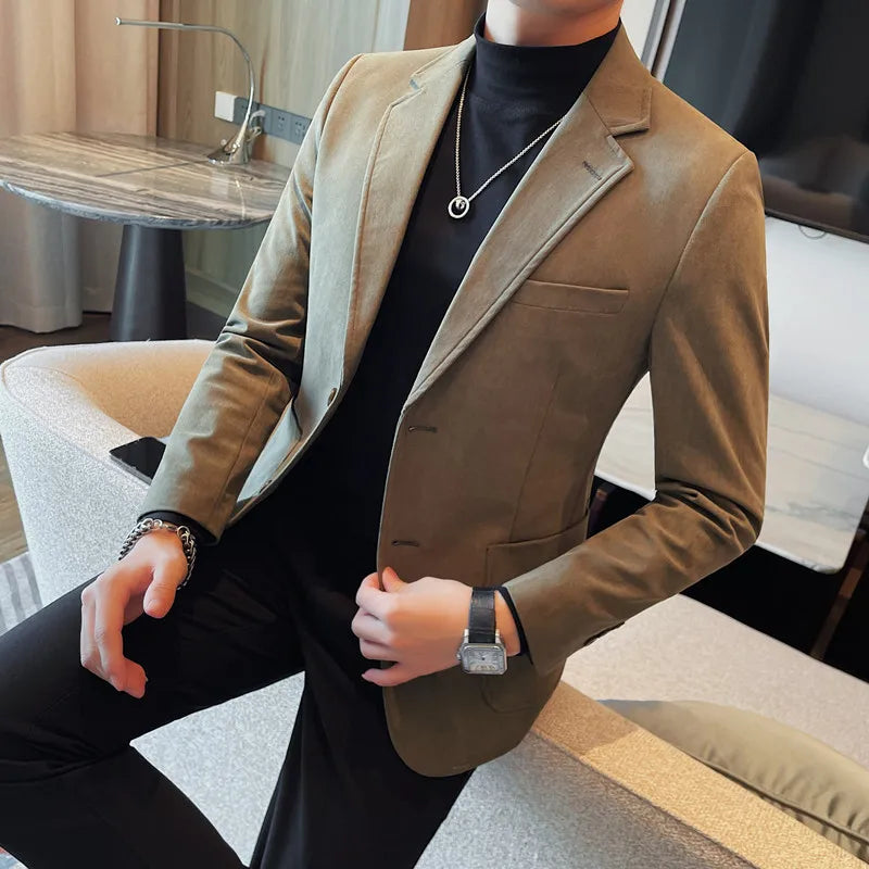 saferido Men's Spring Quality Business Suit Jackets/Male Slim Fit Fashion Tuxedo/Man Solid Color Veste Homme Luxe Blazers Coats 3XL