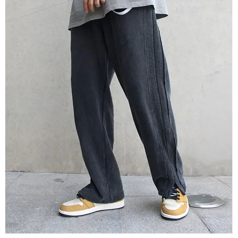 saferido Men's Casual Pants Wide Korean Style Y2k Free Shipping Baggy Harajuku Streetwear Cotton Trousers Male Sale Classic Fashion Long