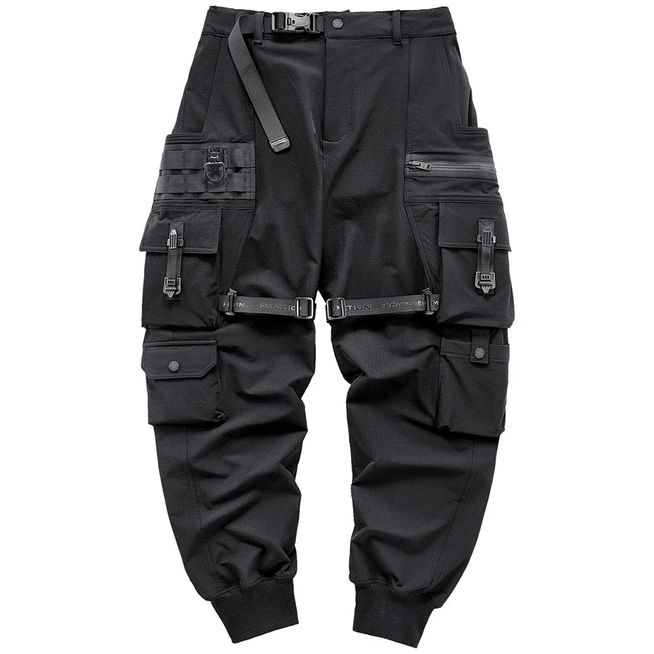saferido Streetwear Cargo Pants Harajuku Hip Hop Joggers Men Oversized Techwear Pants Multi Pockets Harem Pencil Trousers Black