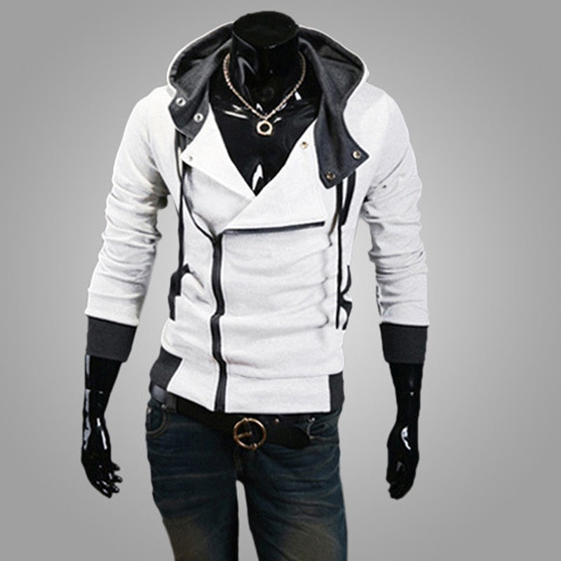 Casual Man Hoodie Sweatshirt Slim Male Zipper Streetwear Cardigan Hoodies Outerwear Black Sportswear Men Hooded Jacket