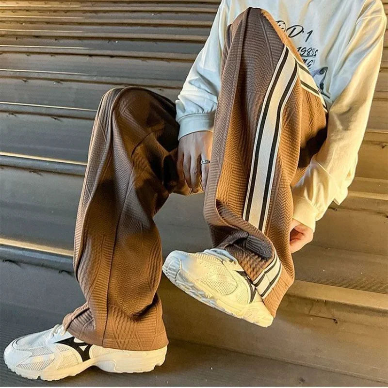 saferido Sweatpants for Men Grey Vintage Trousers Straight Male Sweat Pants Cotton Wide Leg Free Shipping Casual Young La Summer Harajuku