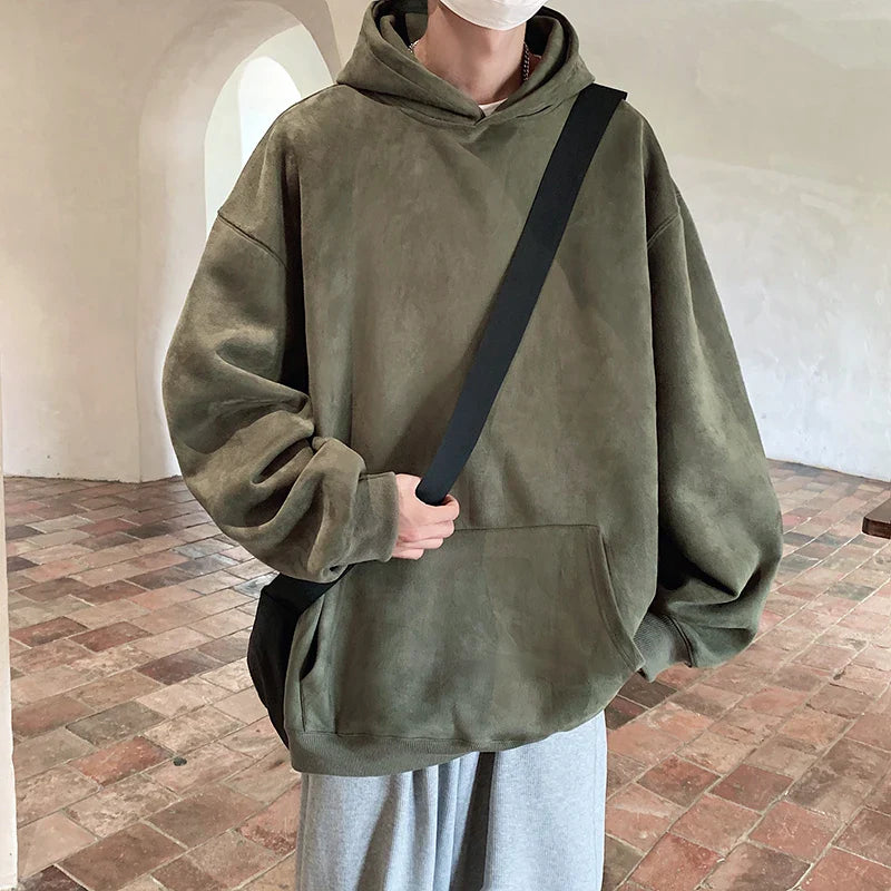 saferido Autumn New Solid Hoodie Men Harajuku Fashion Casual Oversized Hoodies Couples Loose Hooded Streetwear Sweatshirt 5XL